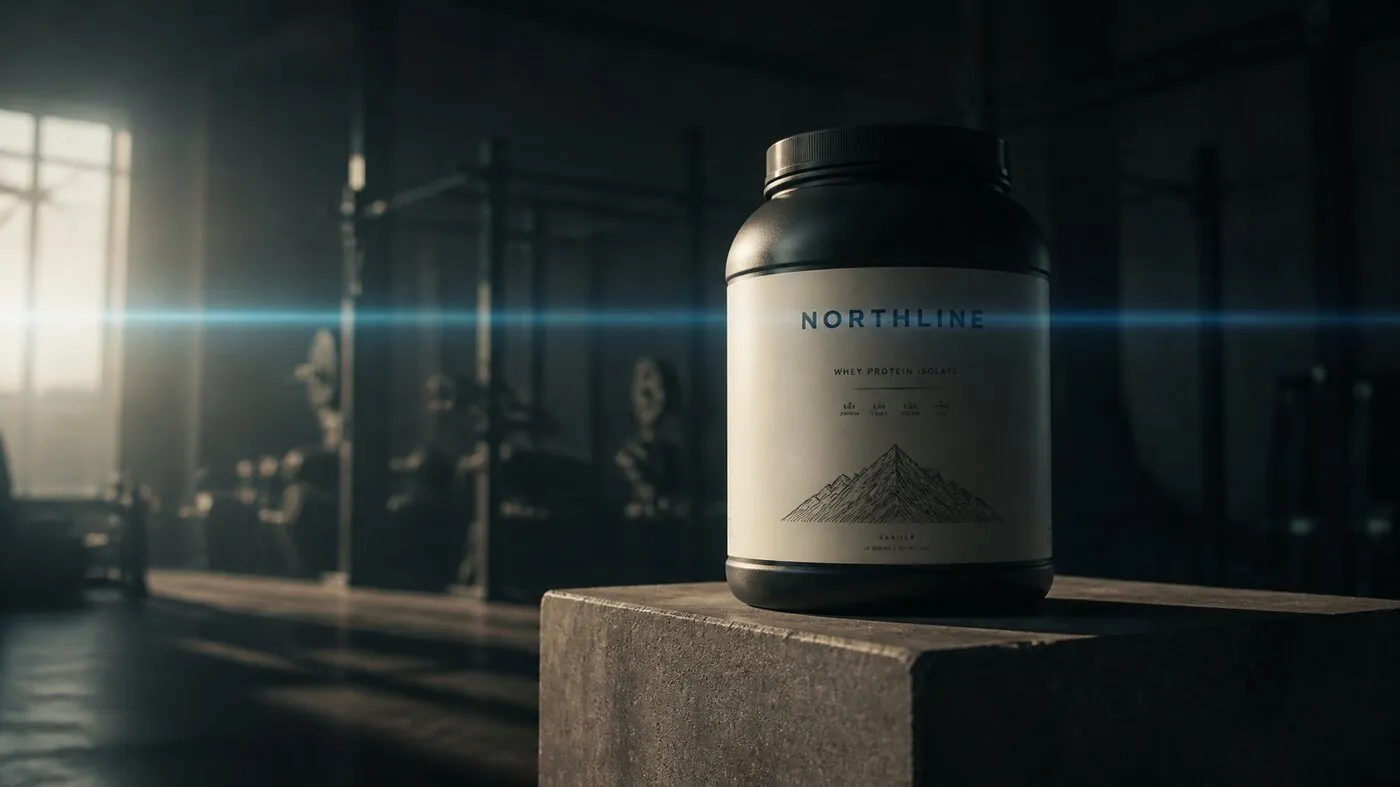 Concept film still of a Northline tub in a dark gym, graded
